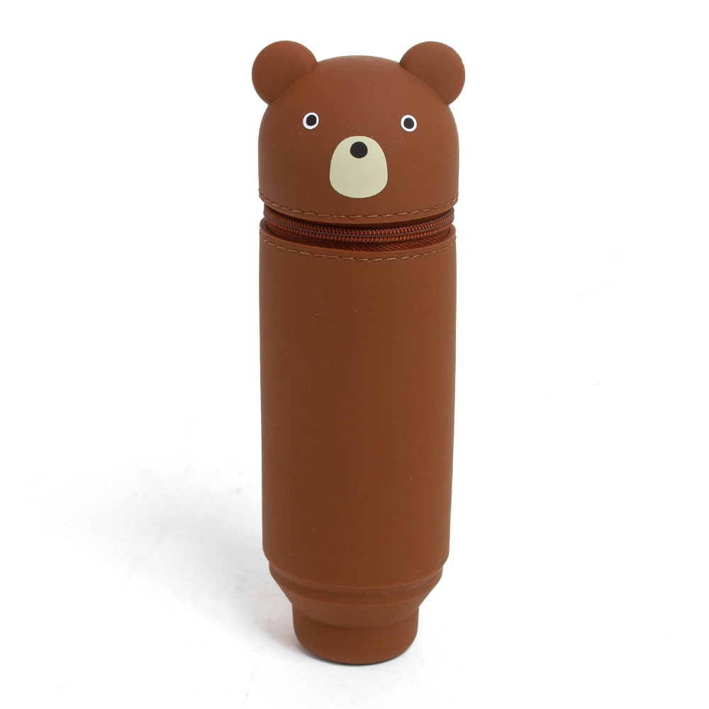 Itoya, Brown, Pencil Pouch, Art & School, Punilabo, Stand-up, Pencil Case, Brown Bear, 485377